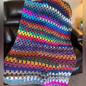 Vibrant Multicolor Crochet Afghan 40"x66"